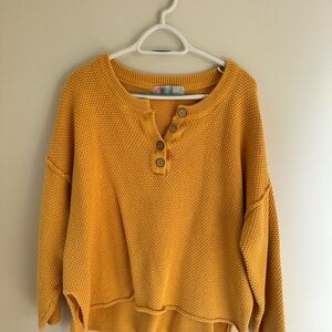 Free People Mustard Crew Neck Sweater Set